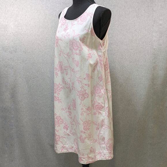 Joie Linen Blend Dress L White Pink Floral Sleeveless A-Line Shift Open Back - Picture 13 of 14